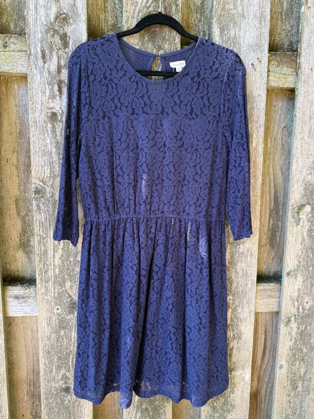 Navy Blue Floral Lace Mini Dress